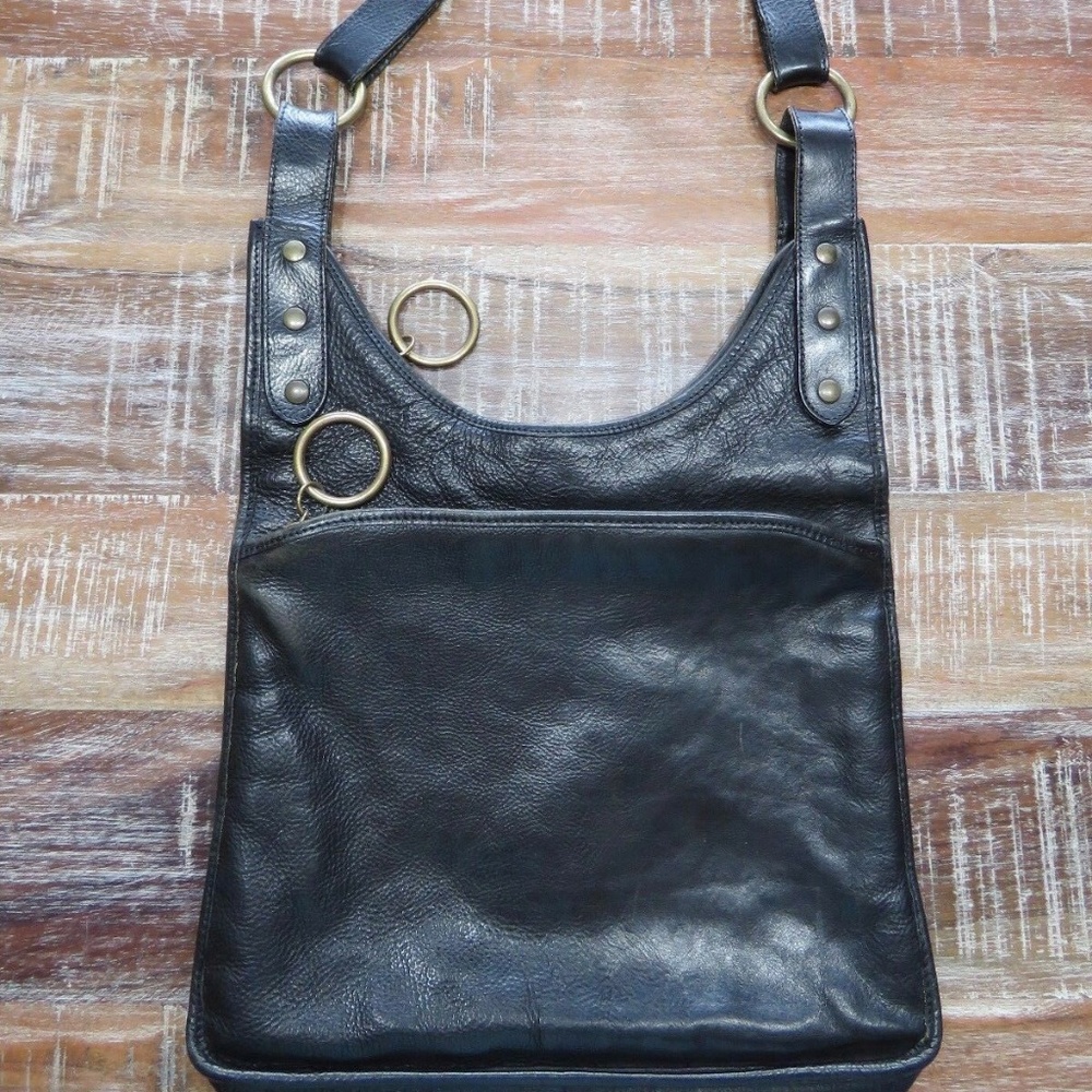 LUCKY BRAND Vintage Handmade Italy Black Leather
